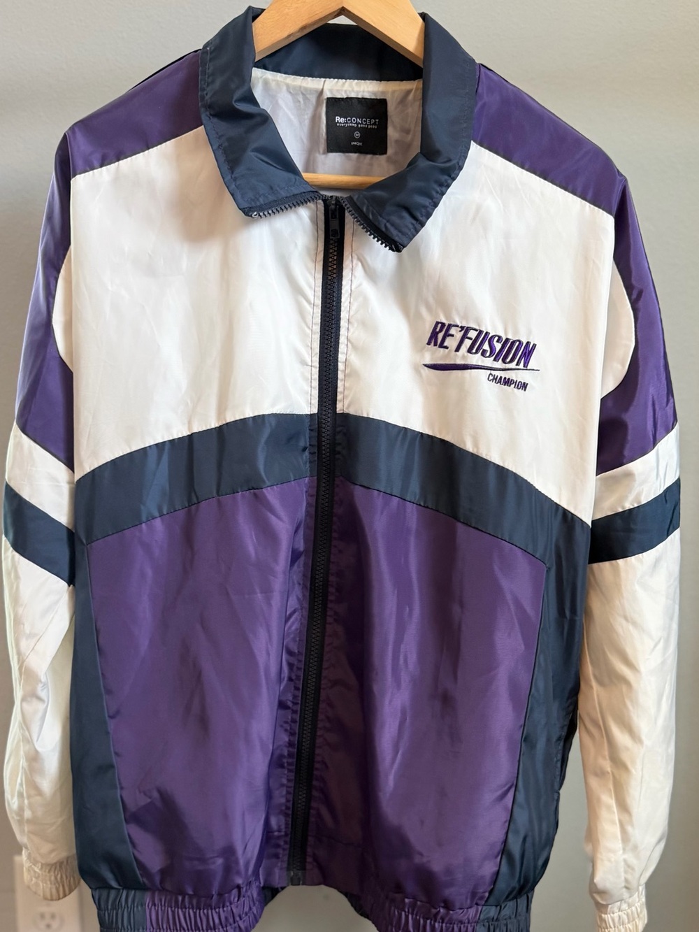 Men’s Purple and White Retro Windbreaker Jacket